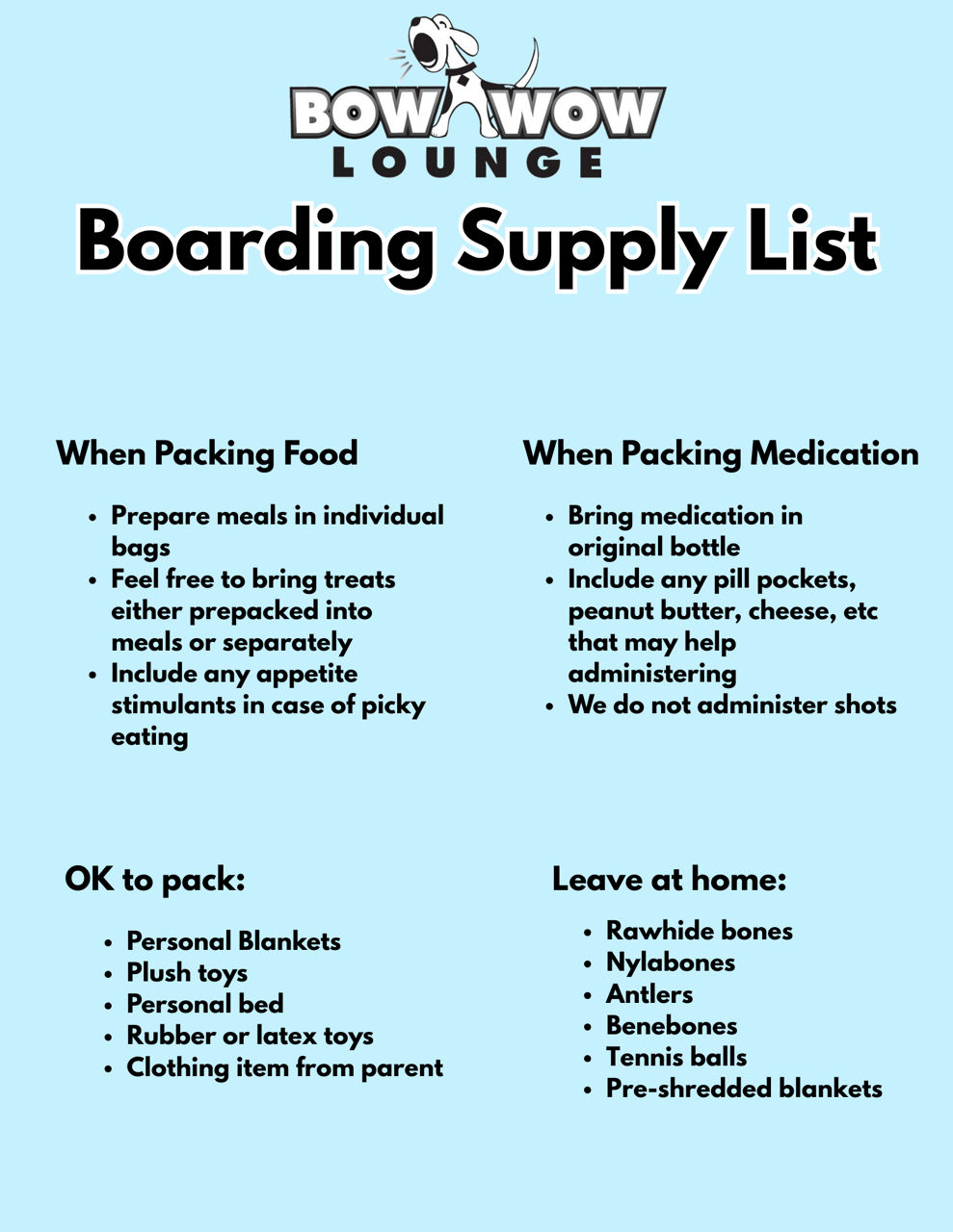 Boarding Supply List - 1