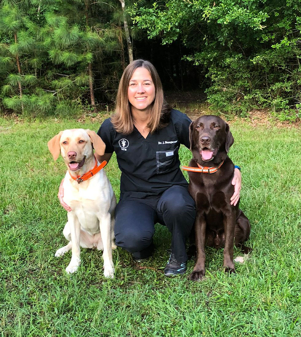 Dr. Jennifer Bumgarner with two dogs