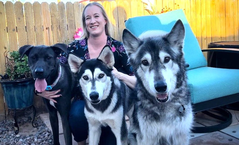 Dr. Lia Gross with dogs