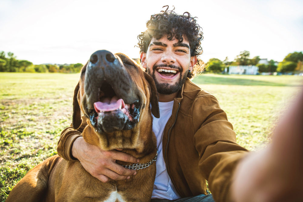 dog man happy