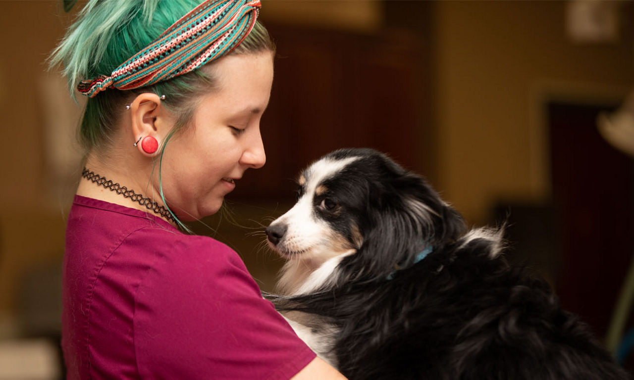 Employee with Dog