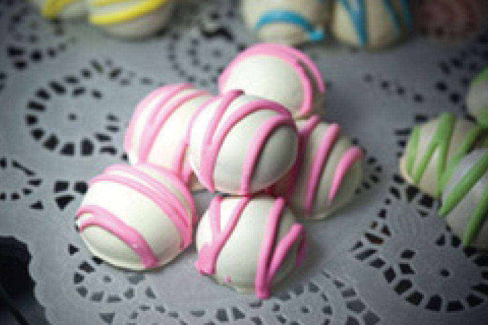 Pink and white dog treats